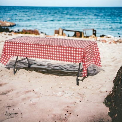 Oojami 4 Pack Disposable Plastic Tablecloths, 54 x 108 Inch Waterproof Red and White Checkered Gingham Buffalo Plaid Table Covers, Rectangle Picnic Tablecloth for Birthday, BBQ, Party, Outdoor Events