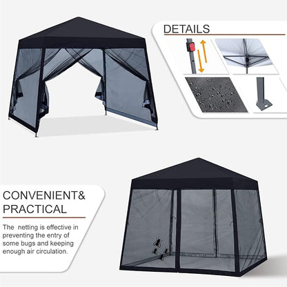 MASTERCANOPY Pop Up Gazebo Canopy with Mosquito Netting (11x11, Black)
