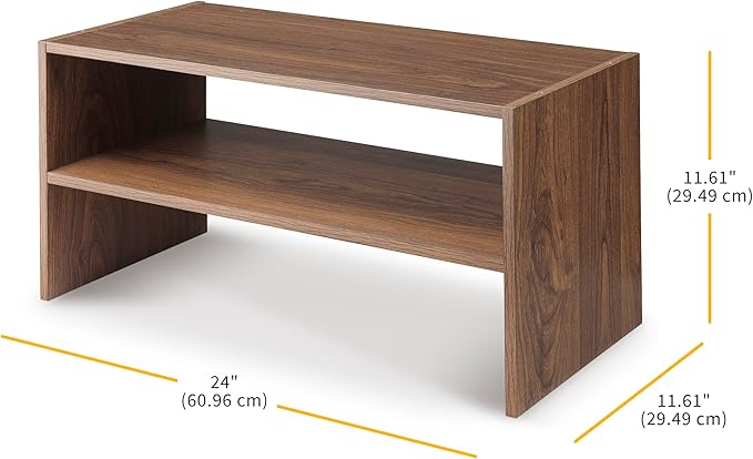 Whitmor Wood Stackable 2-Shelf Shoe Rack, Walnut, 24 inches