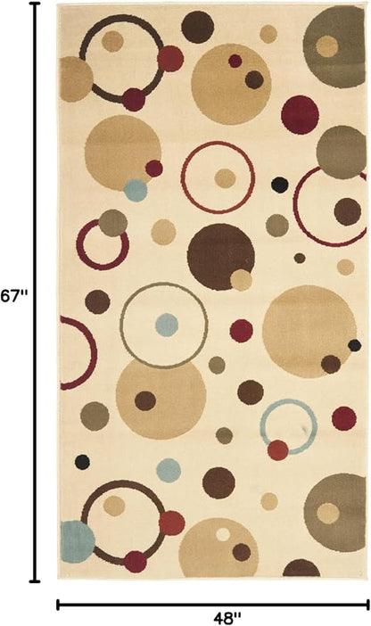 SAFAVIEH Porcello Collection Accent Rug - 4' x 5'7", Ivory & Multi, Abstract Design, Non-Shedding & Easy Care, Ideal for High Traffic Areas in Entryway, Living Room, Bedroom (PRL6851-1291)