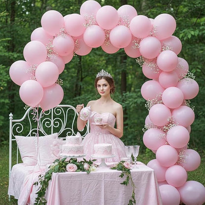 Patimate Pastel Pink Balloons - 100pcs 12 Inch Light Matte Pink Latex Party Balloons for Girls Women Wedding Bridal Baby Shower Gender Reveal Graduation Engagement Birthday Party Decorations