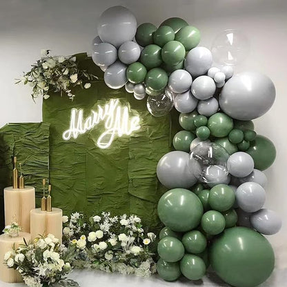 134Pcs Sage Green Balloons Different Sizes 5 10 12 18 Inch Sage green Latex Balloon for Birthday Wedding Baby Shower. (Sage green)