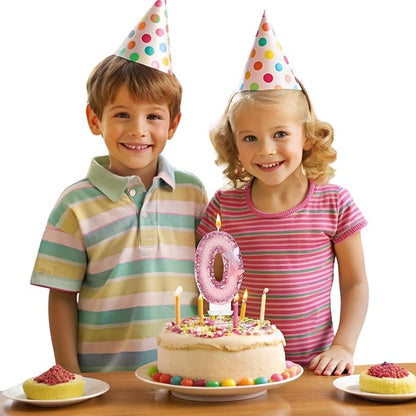Birthday Candles，Glitter Butterfly Cake Toppers Pink Sequins Wedding Numeral Cupcake Decorations，Suitable for Girl and boy Wedding Cakes, Party Celebrations, Birthday Decorations (Number 0)