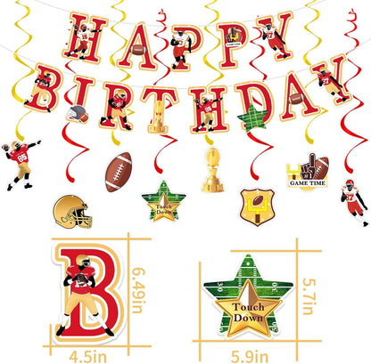 Football Birthday Party Decorations Football Birthday Banner with Super Bowl & Themed Party Supplies for Gameday Tailgate Decorations (Pre-Strung)