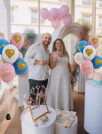 Gender Reveal Balloons - Pink and Blue Balloons 12 Inch Boy or Girl Balloon Pastel Pink Blue White Latex Balloon for Boy or Girl Gender Reveal Baby Shower Party Decorations Supplies (18Pcs)