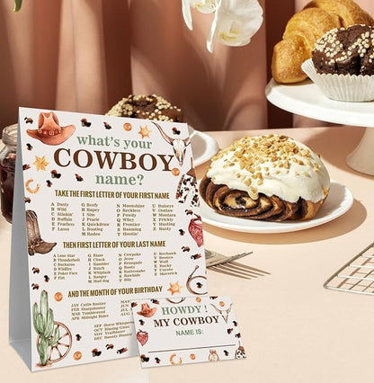 Cowboy Birthday Party Decorations-Birthday Party Games,Cowboy Theme Birthday Party Sign,Baby Shower Decorations,Birthday Party Game,Baby Shower Games,What's your Cowboy Name