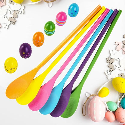 LYUBASA 12PCS Easter Egg and Spoon Race Game Set,6 Players, Easter Party Favor for Kids and Family Activity Lawn Games Party Supplies Outdoor Fun Games, Classroom Activities Easter Games