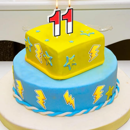 Conelist Cartoon Red and White Birthday Cake Candle Numeral Birthday Cake Topper for Animated Decoration Cartoon Party Supplies(Number 11)