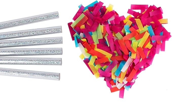 BATTIFE 7Pack Confetti Wands, Colorful Tissue Paper Flick Flutter Sticks, Confetti Shoots Poppers for Wedding, Celebrations, Anniversary, Birthday, Multi-Color, 14inch