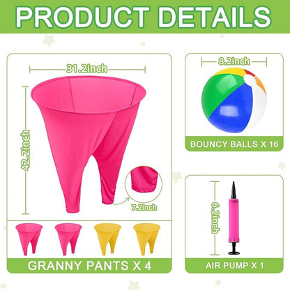 Granny Pants Yard Game Freaky Party Games Pants with Bouncy Balls and Air Pump Oversized Granny Pants Outdoor Game for Adults and Family Interactive Throwing Game for Group Gatherings