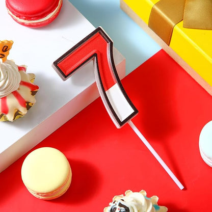 Conelist Cartoon Red and White Birthday Cake Candle Numeral Birthday Cake Topper for Animated Decoration Cartoon Party Supplies(Number 7)