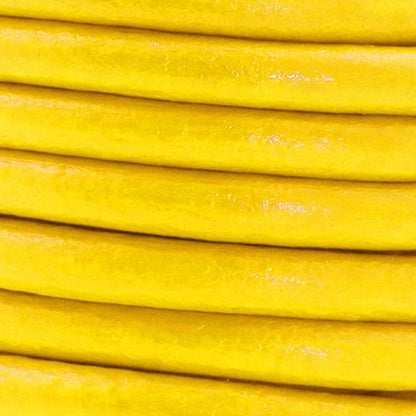 Mandala Crafts Round Genuine Yellow Leather Cord for Jewelry Making – 5mm Cowhide Leather Rope String Lace for Kumihimo – 4.4 Yards Cowhide Craft Cording Spool
