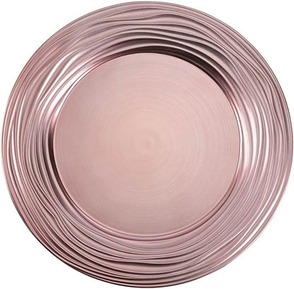 13 Inch Round Charger Plates, Set of 6, Dinner Chargers Bulk Wedding (Pink)