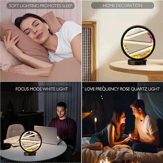 Runyangshi Crystal Table Lamp Night Light Natural Selenite & Colour Crystal Raw Stone Bedside Lamp with 3 Adjustable Light Colours Suitable for Home Decoration, Bedroom Office Desk Lighting