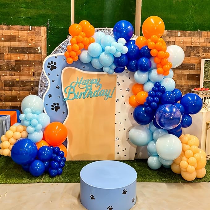 HILAVO Blue and Orange Balloons, 60PCS 12 Inch Royal Light Blue and Orange Beige Balloon Confetti Balloons for Kids Space Theme Party Baby Shower Birthday Graduation Party Decoration