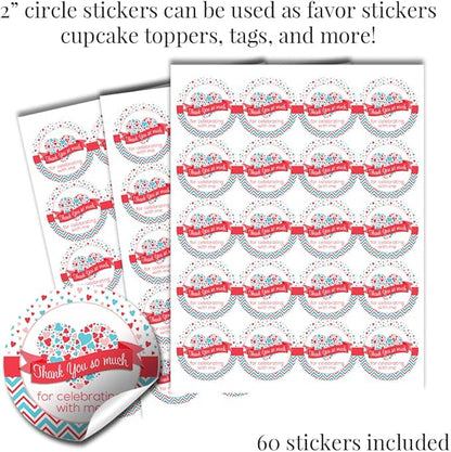 Heartbreaker Red & Blue Hearts Valentine's Day Birthday Party Sticker Bundle Kit 429 pieces! Includes 2" Circle Stickers for Favors, Mini Candy Bar Wrappers & Round Candy Kiss Stickers