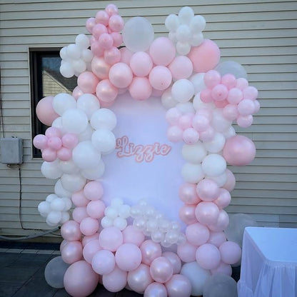 Pearl Pink Balloons, 60Pcs 12Inch Pink and White Balloons Including Double Stuffed Pink Pastel Macaron Light Pink White Clear Balloons for Wedding Bridal Shower Baby Shower Birthday Party Decorations