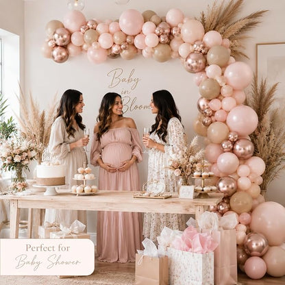 Boho Balloon Arch Double Stuffed Blush Nude Rose Gold Boho Balloon Garland Kit Rosegold Beige Peach Brown Cream Latex Balloons for Baby Bridal Shower Engagement Birthday Wedding Boho Party Decorations