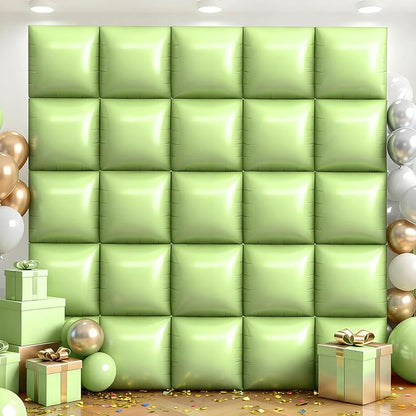 50Pcs Olive Green Square Foil Balloons Wall Backdrop, Double Sided Metallic Foil Balloons Tunnel Arch Garland Kit for Photo Booth Birthday Wedding Halloween Christmas Party Decorations