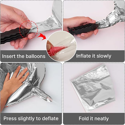 PartyWoo Metallic Silver Foil Balloons 6pcs 32 Inch Large Round Foil Big Giant 4D Jumbo Inflatable Mirror Ball Mylar Balloons for Graduation Birthday Engagement Space Themed Party Decorations