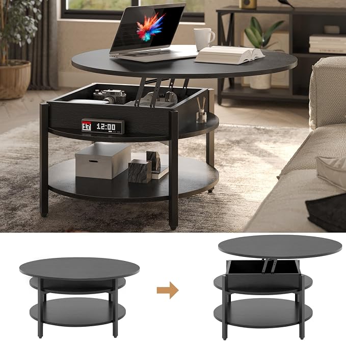 FABATO Round Lift Top Coffee Table