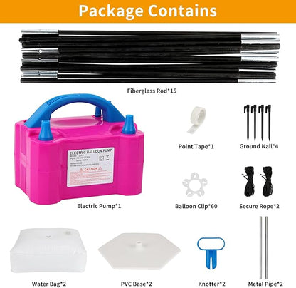 RUBFAC Balloon Arch Kit and Balloon Pump, 10Ft Wide Adjustable Balloon Arch Stand for Floor Frame with Electric Pump Bases Balloon Accessories for Birthday Party Baby Shower Festival Decorations
