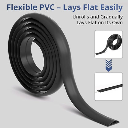 ZhiYo 3.6ft Cord Covers for Wires on Floor, Cord Hider Floor Hide Extension Cords, Soft PVC Cable Cover Cable Protector, Wire Cavity W0.62in H0.31in, Yellow Oak Wood