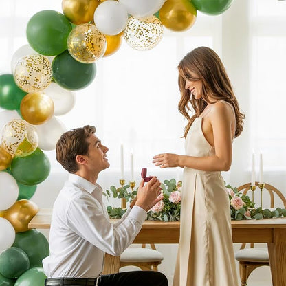 60PCS Green and Gold Balloons,GAGAKU 12 Inch Latex Confetti Balloons, Metallic Green Glod Latex Balloons with White, Party Balloons for Women Kids Birthday Wedding Bride Bachelorette Retirement