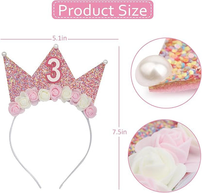 Boy Girl Birthday Crown, Prince Princess Birthday Hat Headband Tiara Crown Cake Photo Prop Party Decorations