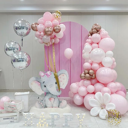 Pink and White Balloon Arch, Light Pink White Party Balloons Pastel Baby Pink Balloon Garland Kit White Pink Metallic Latex Helium Balloons for Birthday Baby Shower Girl Christening Party Decorations