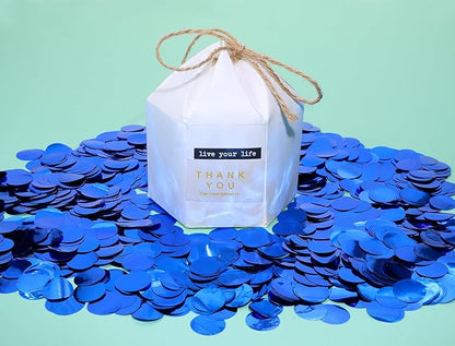 ONLYKXY 15gram Glitter Table Confetti Decor Scatter Bless Confetti Grad Party Decor for Congrats College Graduation Birthday Wedding Party Chocolate Favor Envelope Decal (Blue Round)