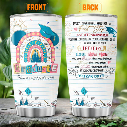 Graduation Gifts, Graduation Tassel Castle, Tumbler 20 Oz With Lid And Straw, Tumblers Of Class