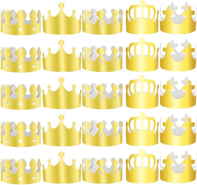 40 Pieces Paper Crowns Gold Foil Party Crown Paper King Hats Cap for Birthday Celebration Baby Shower Photo Props