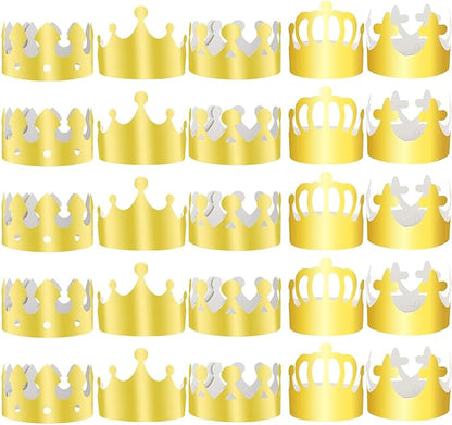 40 Pieces Paper Crowns Gold Foil Party Crown Paper King Hats Cap for Birthday Celebration Baby Shower Photo Props