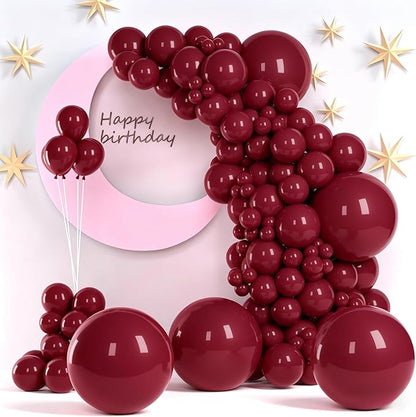140pcs Burgundy Balloon Garland Arch Kit, 18/12/10/5 Inch Dark Red Maroon Balloons for Mother's Day, Graduation 2026, Wedding, Baby Shower, Birthday Party Decorations
