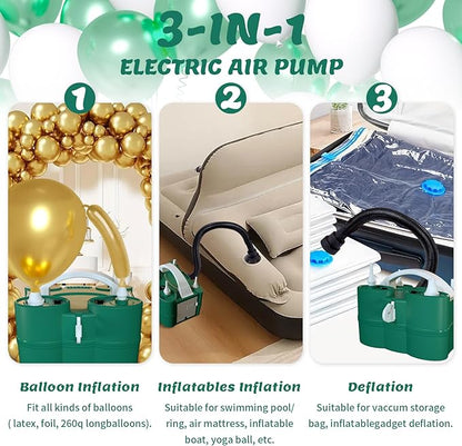 SINBEE Balloon Pump Electric Party Decorations - Electric Balloon Pump for Balloon Arch Kit, Portable Dual Nozzle Balloon Inflator