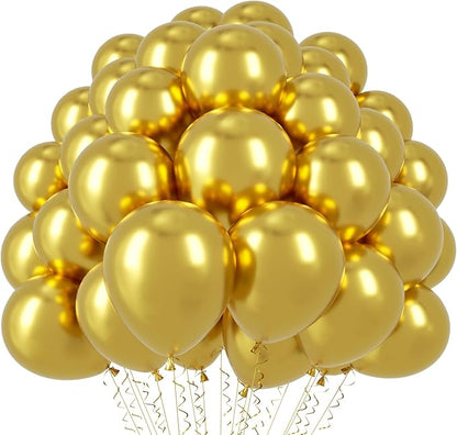110pcs Metallic Gold Balloons 12inch Chrome Gold Latex Party Balloons for Graduation, Wedding, Birthday, New Year, Baby Shower, Anniversary Party Decorations
