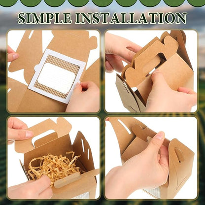 Maitys Chicken Birthday Party Favor Boxes Farm Animal Foldable Chicken Box with Raffia Grass Bow Paper Treat Goodie Boxes for Adopt Chick Party Birthday(Classic,3.94'' X 3.35'' X 3.15'',12 Pcs)
