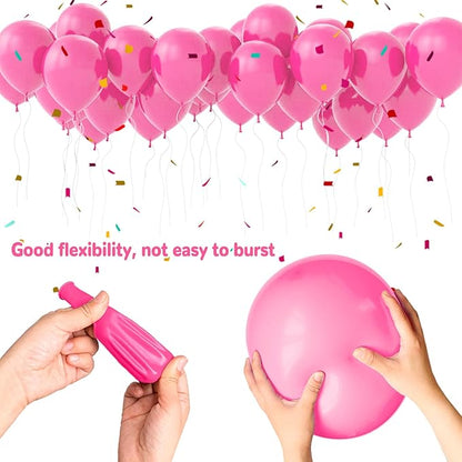 Pink Balloons 100 pcs 12 Inch Matte Pink Balloon for Baby Shower Valentine's Day Princess Bachelorette Birthday Party Decorations