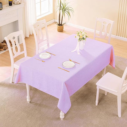 BALCONY & FALCON Rectangle Tablecloth Washable Wrinkle Resistant and Water Proof Table Cloth Decorative Linen Fabric Tablecloths for Dining Parties Kitchen Wedding and Outdoor Use (Lavender, 55x95)