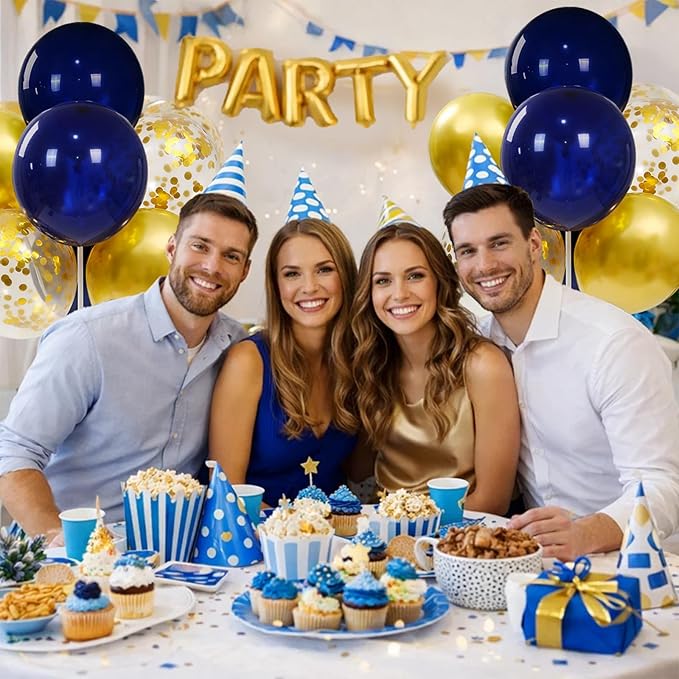 4 Sets Navy Blue Gold Balloon Centerpieces for Table, Balloon Stand Kit for Graduation Decorations 2026 Retirement Baby Shower Men's Women's Birthday Class of 2026 Party Decorations