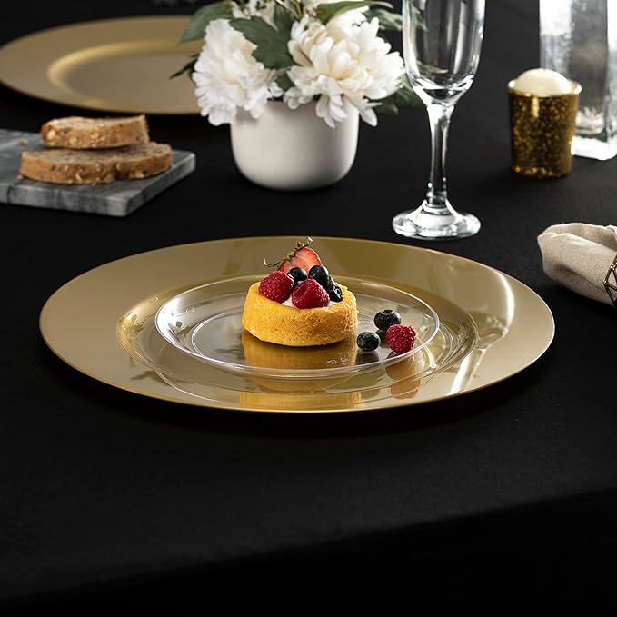 13'' Party Chargers Large Plates & Platters Great for Elegant Party's Weddings Tableware Great for Serving dish Gold Pack of 12