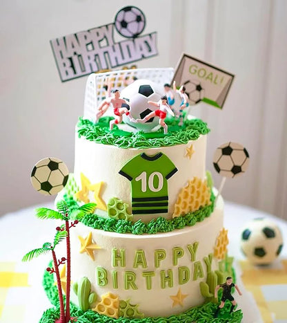 14pcs Soccer Cake Topper Soccer Cake Decorations Sports Ball Player Cake Decorations for Men Boy Football Sport Theme Birthday Party Suppplies