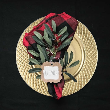 13" Charger Plates Set of 6, Antique Charger Plates Bulk Wedding, Round Dinner Chargers for Party, Birthday (Gold)