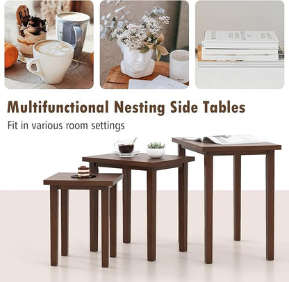 Giantex Nesting Tables Set of 3, Farmhouse Stacking Side Table