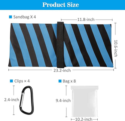 4 Packs Blue Sandbag Weight Bags for Light Stand Photography Video Equipments, Heavy Duty Saddlebags for Backdrop Stand, Photo Tripod, Canopy, Pop up Tent, Umbrella Base, Fishing Chair, Picnic Table