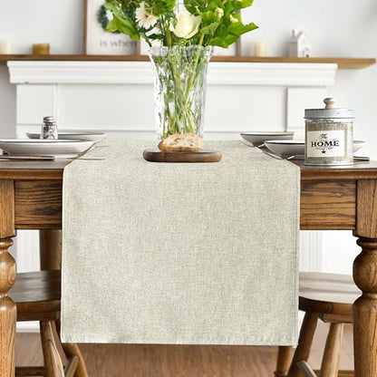 Artoid Mode Beige Table Runner, Seasonal Summer Fall Washable Kitchen Dining Table Decoration for Home Party Decor 13x36 Inch