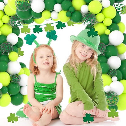 Green White Balloons Garland Arch Kit - Dark Green, Lime Green, Green White Balloons for Tropical Safari Wild Video Game Birthday Wedding Graduation Baby Shower St Patrick's Decorations
