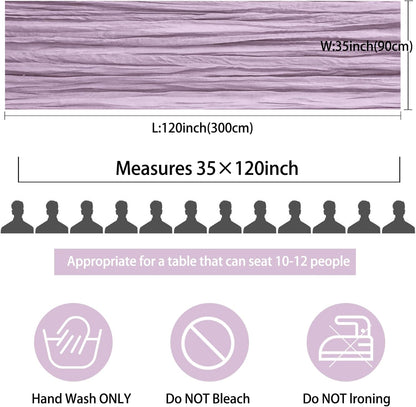 12 Pack 10Ft Cheesecloth Table Runner 35x120 Inch Boho Gauze Table Runner Cheese Cloth Long Table Runner Romantic Table Runner for Wedding Bridal Shower Birthday Party Table Decor (Light Purple)