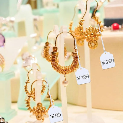 200 Pcs Price Tags with Elastic String, Gift Tags Writable Blank Jewelry Tag for Clothes Jewelry Pricing Gift (1.38×1.8Inch,White)
